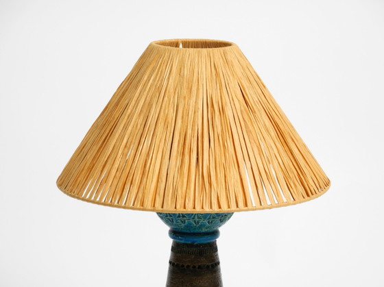 Image 1 of Beautiful 1960s Rimini Blue Ceramic Table Lamp by Aldo Londi for Bitossi, Italy