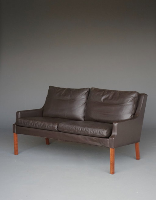 Sofá danés de dos plazas de cuero de Georg Thams, Dinamarca, década de 1960