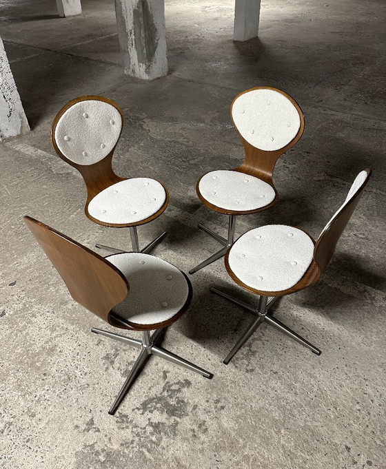 Image 1 of Set di 4 sedie vintage in legno curvato e impiallacciato in palissandro di Elmar Flötotto, Germania 1960