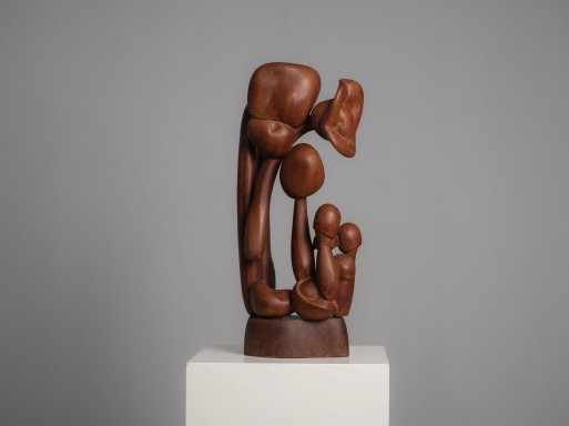 Organische Blumenholz-Bildhauerei, Niederlande, 1970er Jahre – beeldhouwkunst, Wood