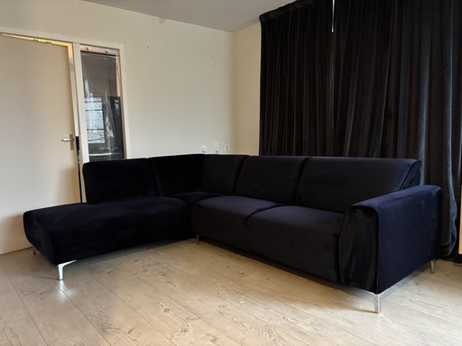 Navy velvet corner sofa