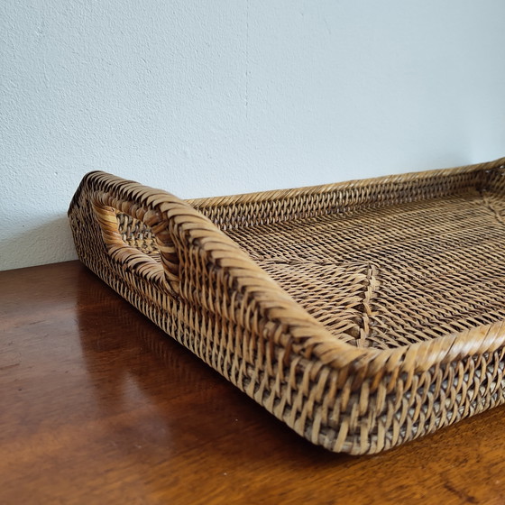 Image 1 of Wunderschönes handgefertigtes Tablett aus burmesischem Weidengeflecht