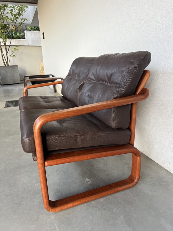 Holstebro Für HS Design, Dänemark 70er Jahre – HS Design Denmark, 3-5 Sitzer Sofas, Leather, Wood (photo 5 of 10)