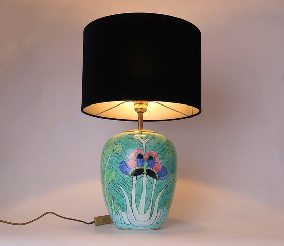Image 1 of Lampada da tavolo vintage cinese Famille vert con farfalla