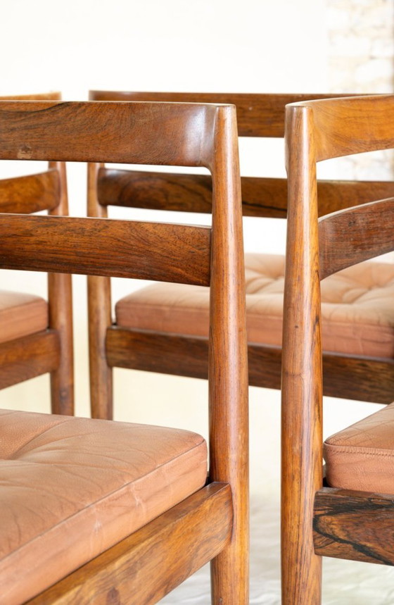 Model 301 stoelen van Kai Kristiansen, jaren 60, set van 4 – Eetkamerstoelen, Leather, Wood (photo 3 of 5)