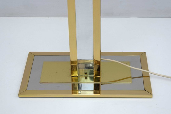 Image 1 of Romeo Rega Mid Century Moderne Italiaanse messing vloerlamp met Gucci stof, 1970