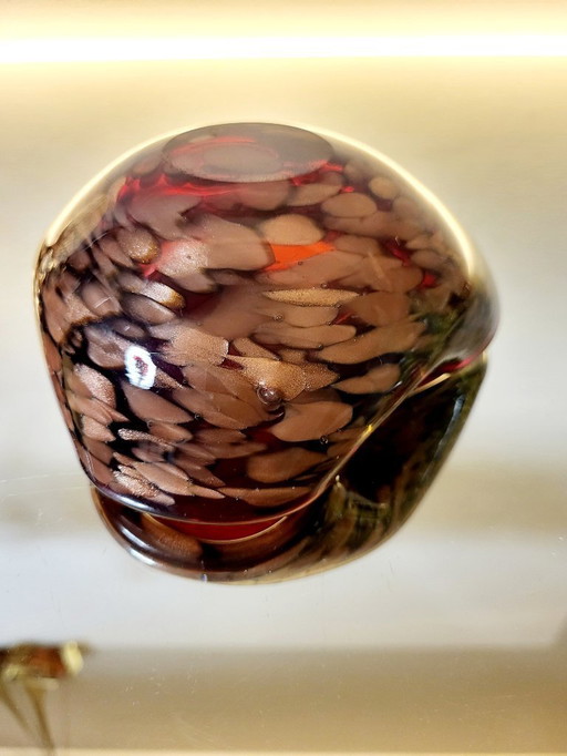 Murano schaaltje, organische vormgeving rood murano glas met 24 karaats bladgoud, Italy