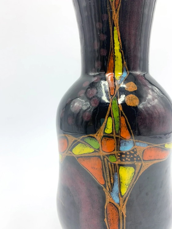 Vase en Céramique Violet Peint à la Main Verzolini des Années 1970 (photo 3 of 5)