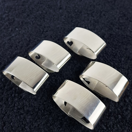 Image 1 of 5 anelli per tovaglioli vintage in acciaio inox WMF Cromargan art deco