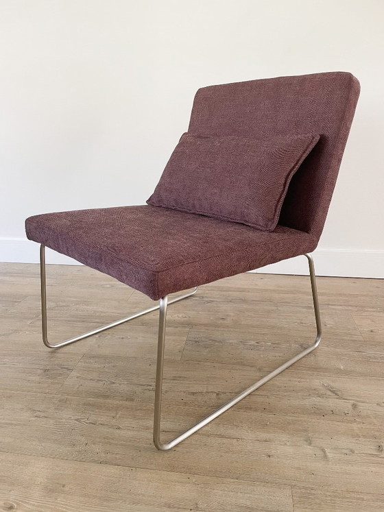Set | 2 Stuks | Vintage Fauteuils | Herstoffeerd Paars – Cozi Caza, Polyester, Metal (photo 13 of 14)