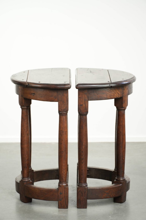 2x Unique Antique English Late 19th Century Side tables with a Great Rural Look – Wood (photo 3 of 11)