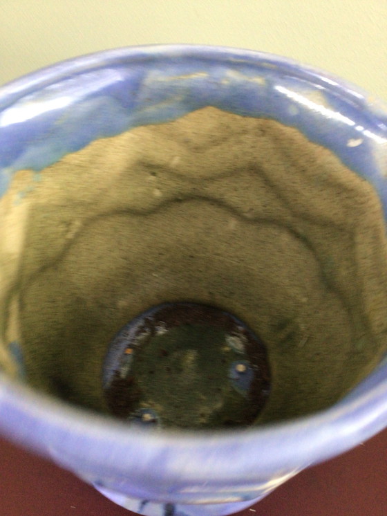 Image 1 of Vintage cache pot handgedraaid iriserend glazuur