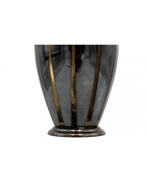 Vase en métal argenté, motif WMF Ikora, style Art déco.