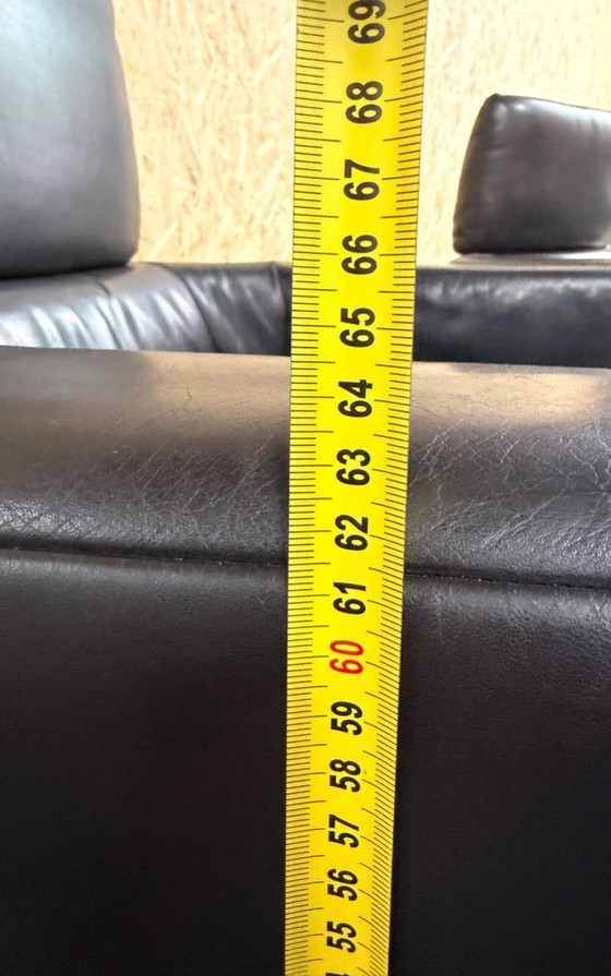 Image 1 of Rolf Benz bank en 2 fauteuils zwart leer