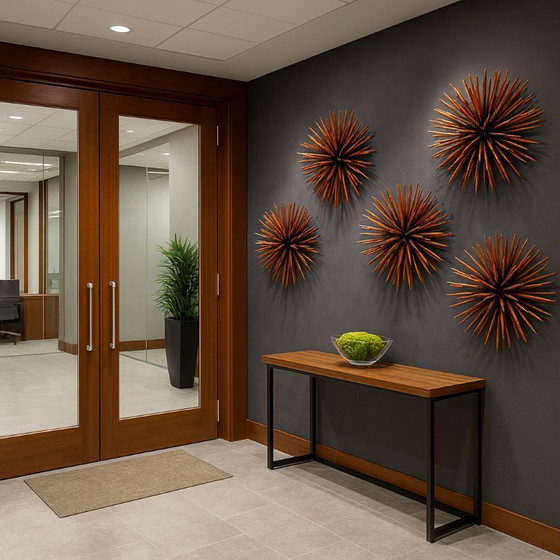 Image 1 of Mid-Century Modern Starburst Wall Art Sculpture — MCM Decor, 3D Textured Custom Color Designer Art 