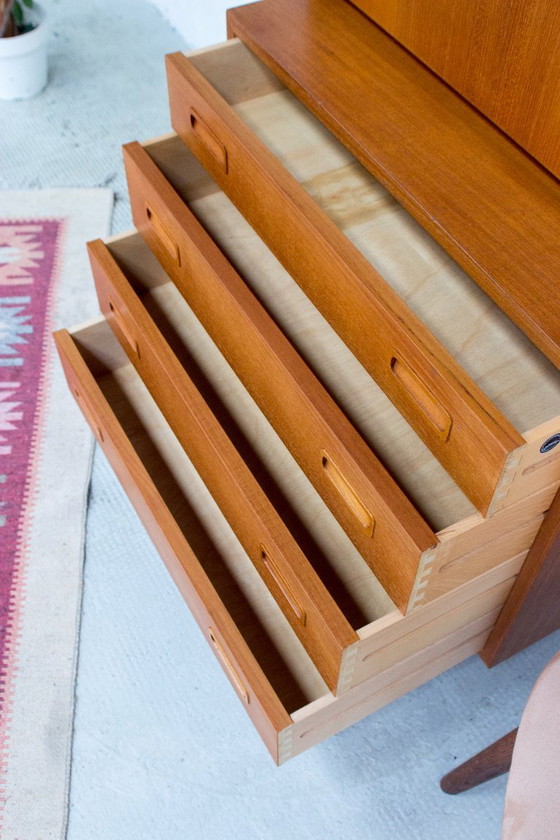 Image 1 of Poul Hundevad libreria segretaria a ripiani alti vintage in teak