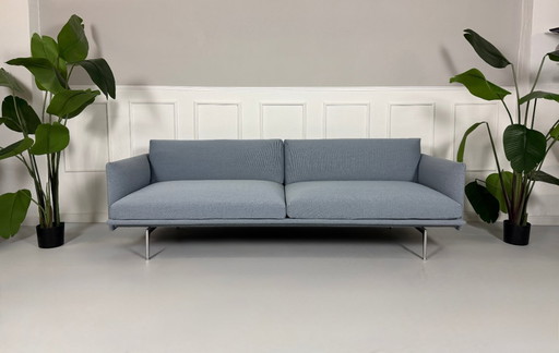 2x Muuto Outline model sofa, 3-seater, blue fabric