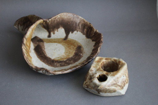 Handgetöpferte Schale und Streichholzstein von Camo Denmark