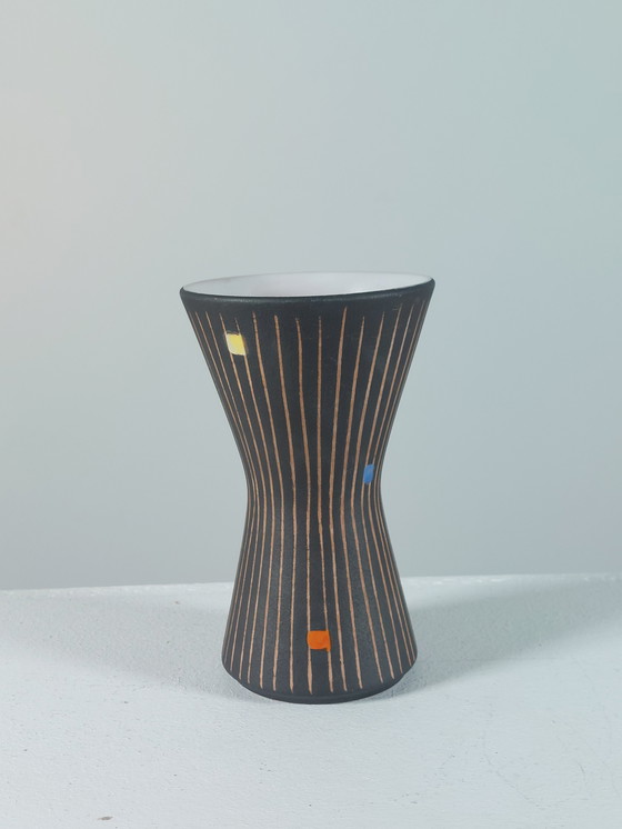 Image 1 of Vaso in ceramica da studio vintage della metà del secolo Steuler decoro in graffito