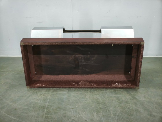Table basse italienne en chrome, verre fumé et bois, années 70, style Willy Rizzo – Tables basses, Wood (photo 2 of 13)
