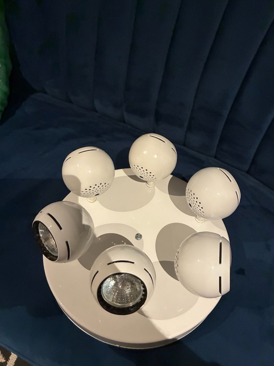 Rare Vintage Örsjö Puck Ceiling Light, 6-light, Åke Hultgren, Örsjö Belysning, Metal, White (photo 4 of 15)