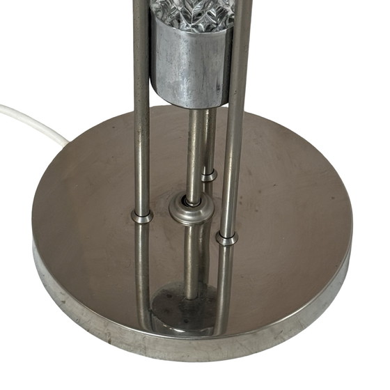 Image 1 of Richard Essig - Floor lamp - Space age design - Crystal glass, chrome and fabric covered shade