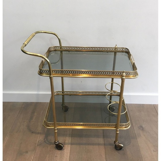 Image 1 of Vintage brass coffee table with neoclassical top, 1940