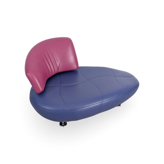 Image 1 of 2 chaises longues Leolux Kikki, canapé en cuir rose et bleu