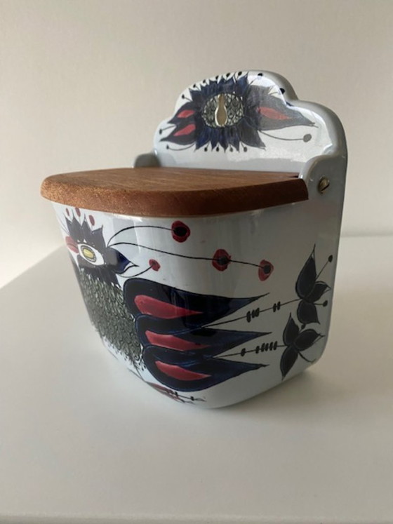 Image 1 of Saliera da parete vintage Royal Copenhagen / Alumnia con coperchio "Crazy Bird"