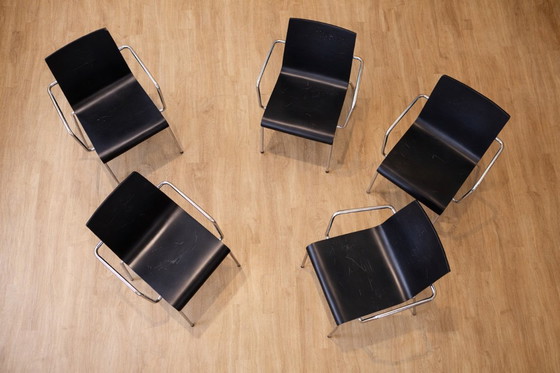 Image 1 of Zeta Furniture (Dänemark) — Stahlrohr- und Holzstühle (5er-Set) — Skandinavisch-moderner Stil — 1900er/2000er Jahre