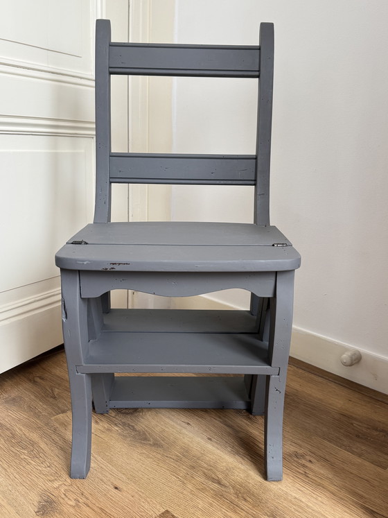 Image 1 of Antieke bibliotheekstoel/trap in Amsterdam