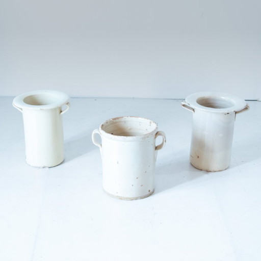 3x Antique Handmade Ceramic Vases, Set of Three, Italy 1900 circa