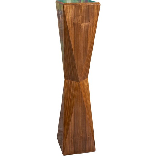 Vintage cubist pedestal in walnut veneer, 1913s
