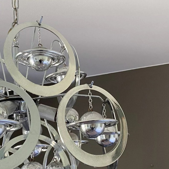 Image 1 of Sputnik Saturn pendant light. 1970. Space age. Italy.