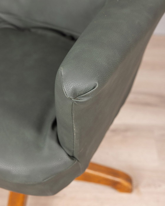 Image 1 of Vintage 50s Leather Swivel Armchair Designed by Anonima Castelli