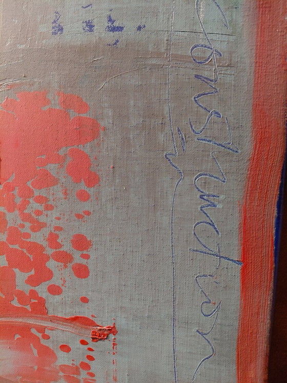 Image 1 of Simon Woudwijk 'Construction III' oil acrylic on canvas, unique! 