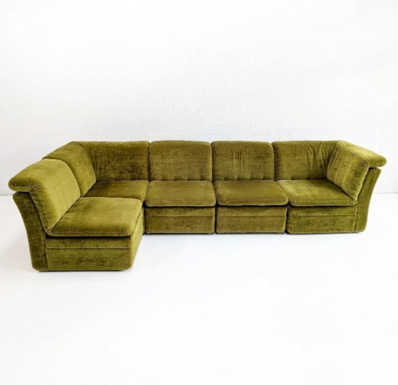 Image 1 of Divano modulare vintage in velluto verde muschio