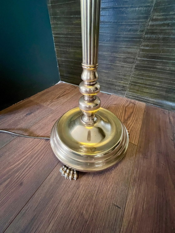 Lampada da terra Mid Century, Vintage, Neoclassica in Ottone Massiccio con Piedi di Leone, Molto Solida e (photo 6 of 10)