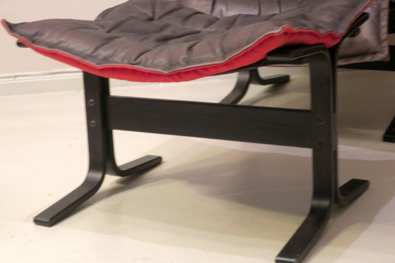 Image 1 of Westnofa Patinated Leather Lounge Chair with Footrest, Norway 1960s