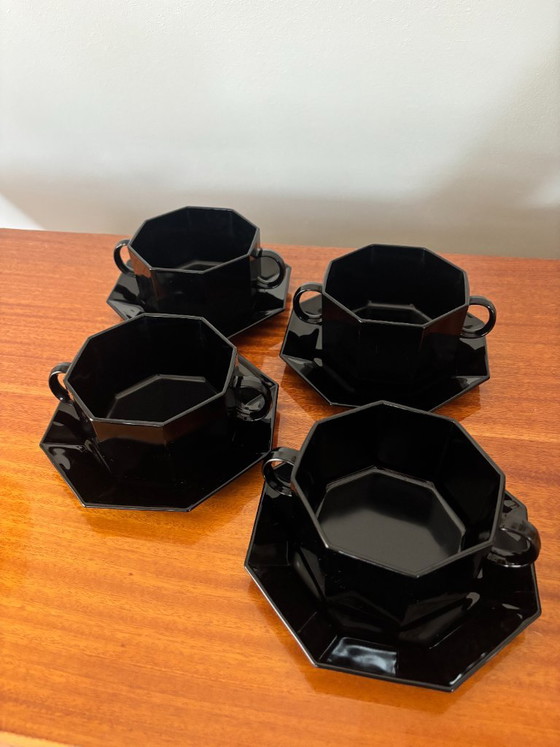 Vintage Arcoroc Ciotole da Zuppa Nere Impilabili, Set da 4, Arcoroc France, Stoviglie, Ceramica, Nero (foto 5 di 5)