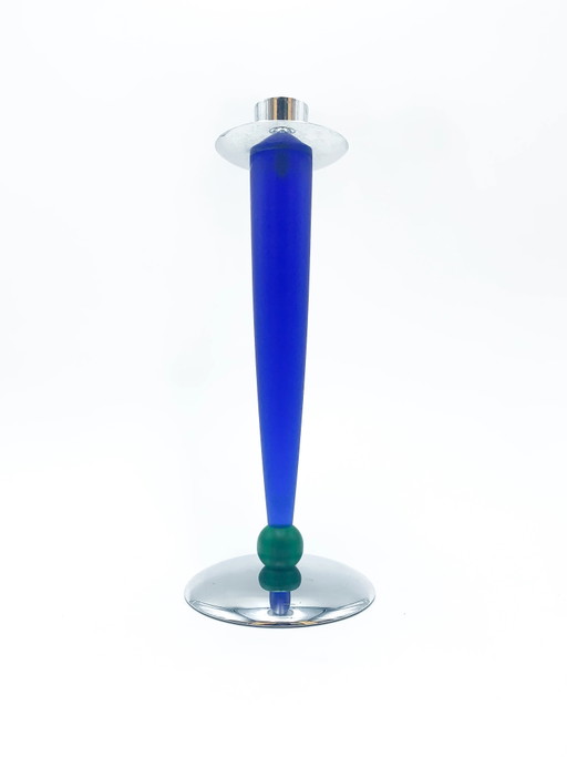 Candelabro in vetro di Murano e acciaio