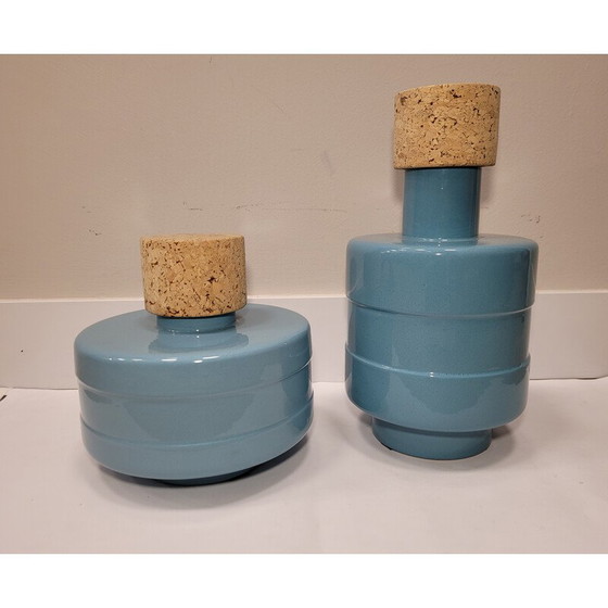 Image 1 of Pair of vintage blue vases by Roche Bobois, France