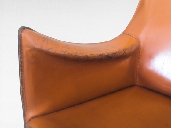 Image 1 of Stuhl CAB 413 in cognacfarbenem Leder von Mario Bellini für Cassina, Italien, 1970er Jahre