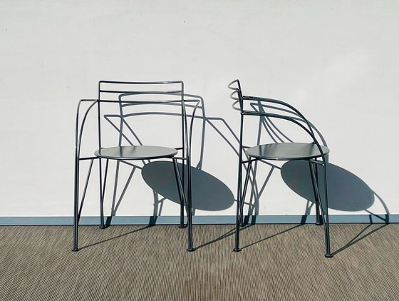 Image 1 of Pair of 'Lune d'Argent' chairs by Pascal Mourgue for Fermob. Vintage 80s