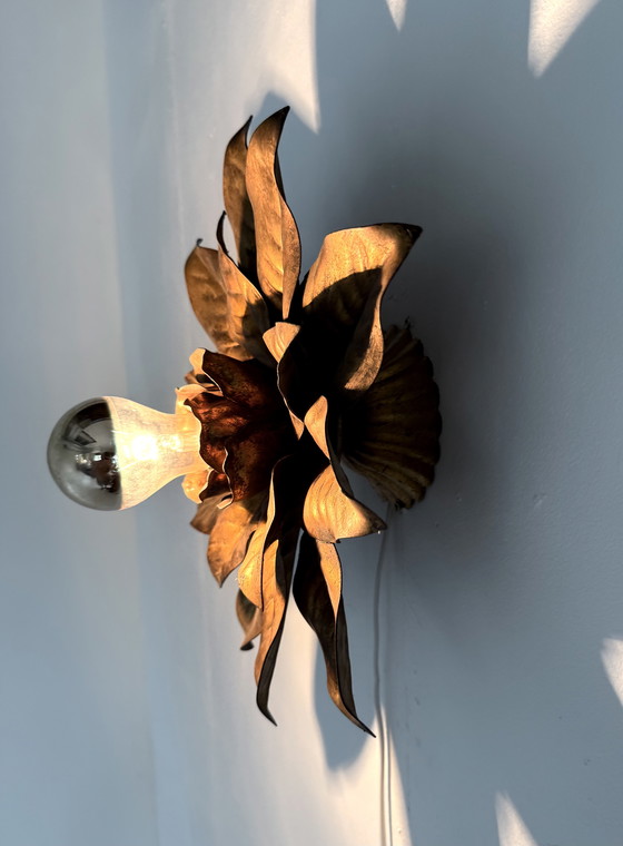 Image 1 of Vintage gilded floral wall lamp, Hans Kögl '60
