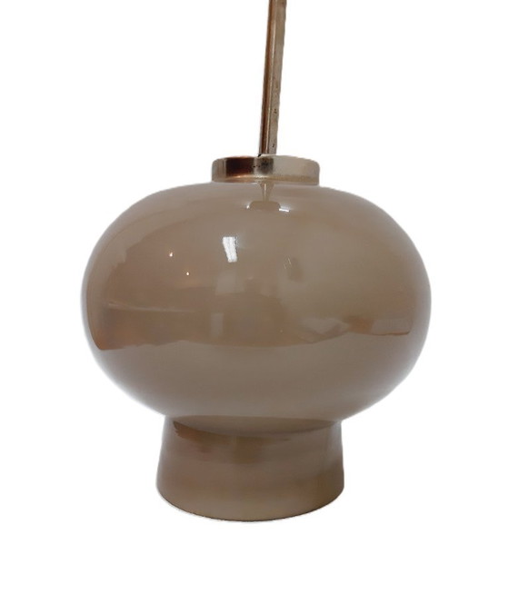 Image 1 of Suspension/plafonnier style Mid-Century, avec abat-jour en verre