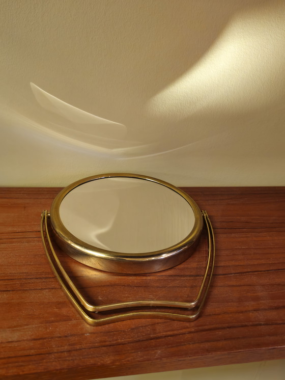 Image 1 of Vintage Messing Make-up Spiegel Kaptafel Makeup