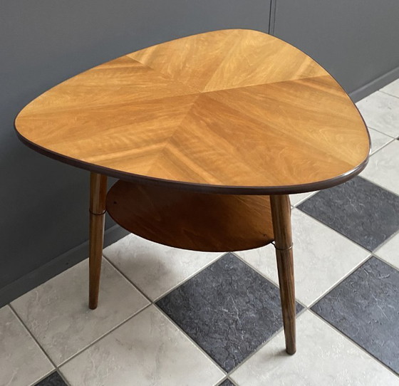 Image 1 of High wood coffee table,  triangle shape 1960s