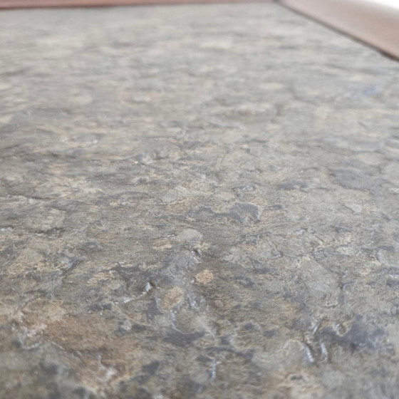 Image 1 of TABLE BASSE VINTAGE SCANDINAVE 1960 EN TECK PALISSANDRE & PIERRE DE SCHISTE 60S