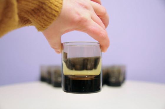 Image 1 of set x16 dark brown glasses Luminarc